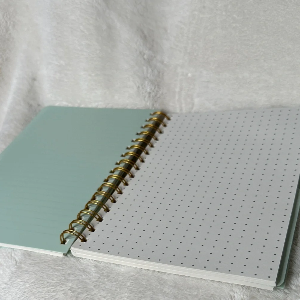 Notes Green & Gold Spiral Journal Doodle Sketch Notebook NWT lines dots blank